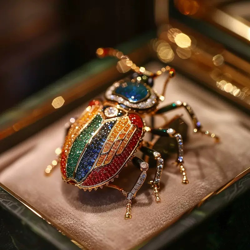 Colorful Beetle Brooch