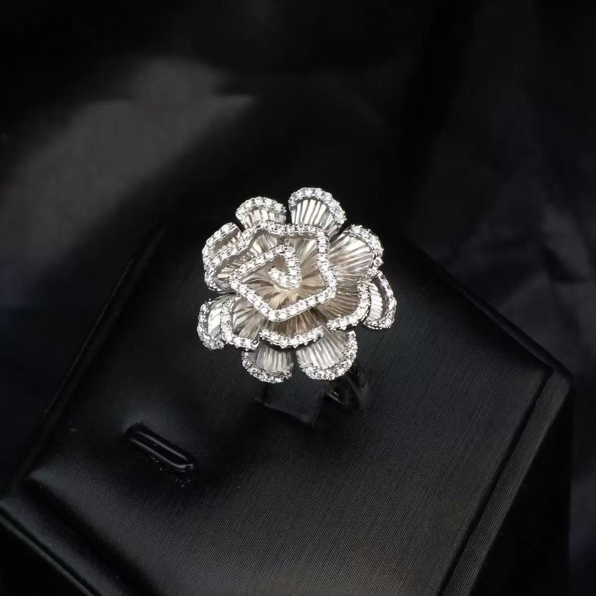 French White Camellia Ring